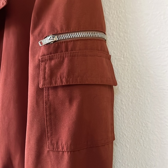 Portrait Vintage Trench Coat Burnt Orange Reddish Brown Measures Small - Picture 6 of 16